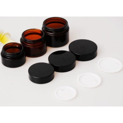 (Ready in melaka) 50ml / 30ml Amber Glass Jar + Black Cap (5038)
