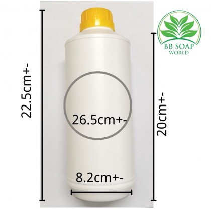 (Ready in melaka) 1000ml HDPE Bottle / White Body + Yellow Cap with U Insert （5020-1）