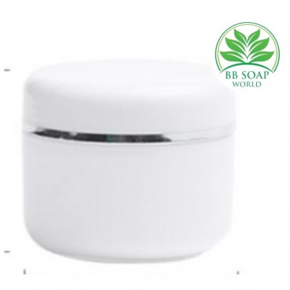 (Ready in melaka) 10g/15g/50g/100g-Plastic White Container+White cap with Gold or Silver line (5075)