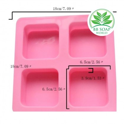 (Ready in melaka) 110ml 4 Holes Square Silicone Soap Mold 4孔方形硅胶香皂模具110ml (7107)