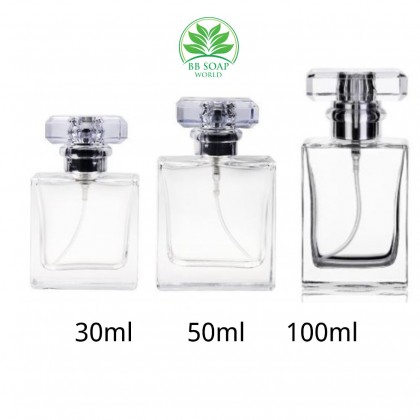 (Ready in melaka) High-grade 100ml square flat glass perfume empty spray bottle 高档四方扁 玻璃香水空瓶 (5120)