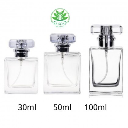 (Ready in melaka) High-grade 100ml square flat glass perfume empty spray bottle 高档四方扁 玻璃香水空瓶 (5120)