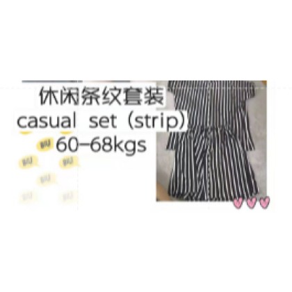 (Ready in melaka) CASUAL SET (STRIP) 休闲条纹套装 （W507）